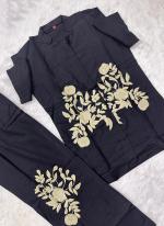 Imported Black Casual Wear Embroidery Work Readymade Cord Set